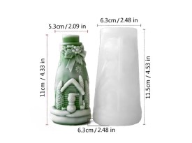 Molde silicona botella Navidad con casita 